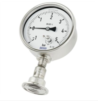 Pressure gauge in hygienic design with mounted diaphragm seal